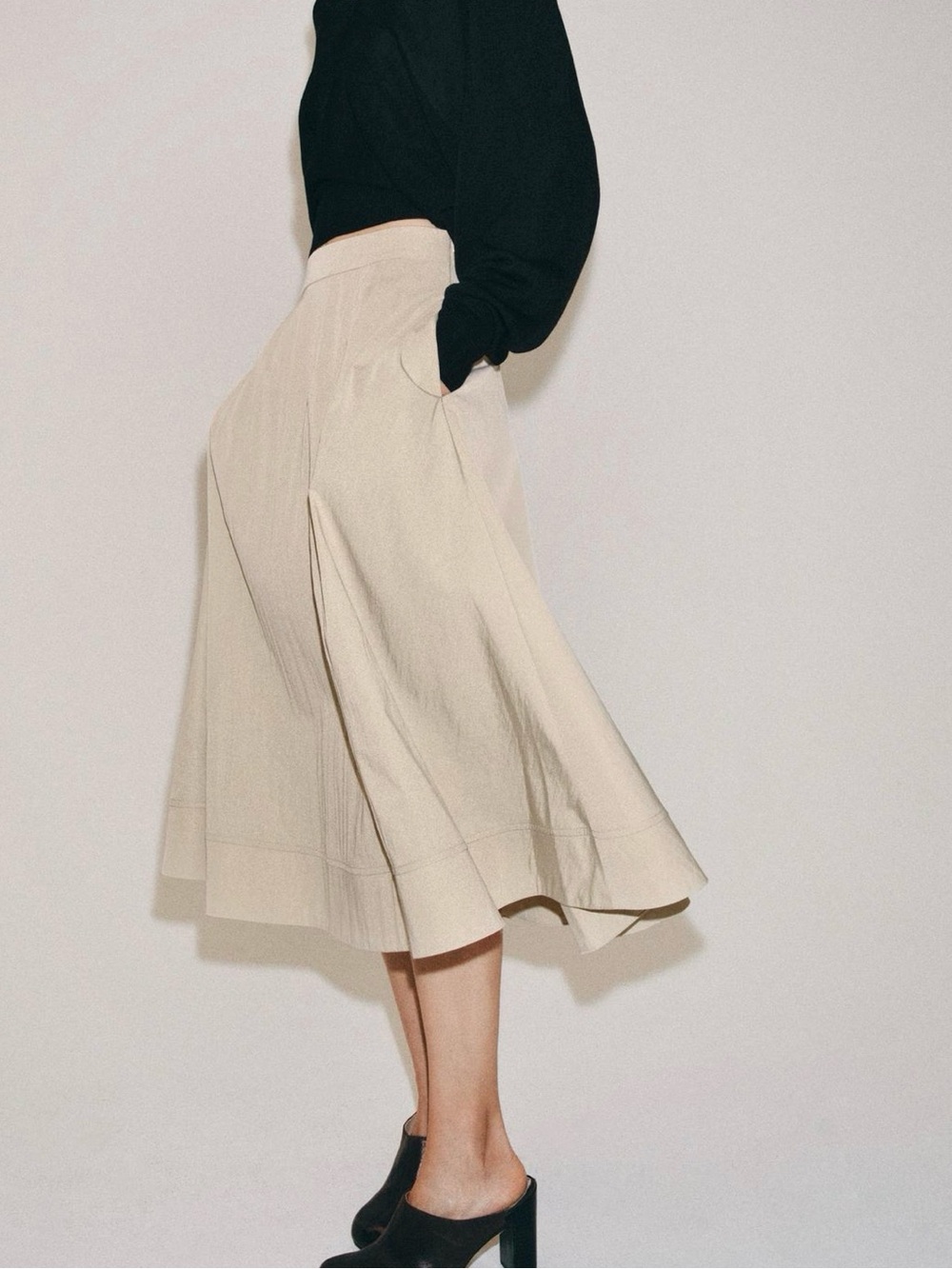 Zara Tan A-Line Midi Skirt